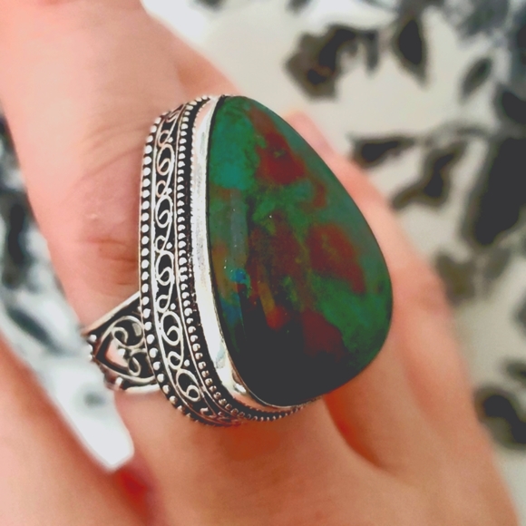 New Huge Bloodstone 925 Silver Ring. - Picture 1 of 8